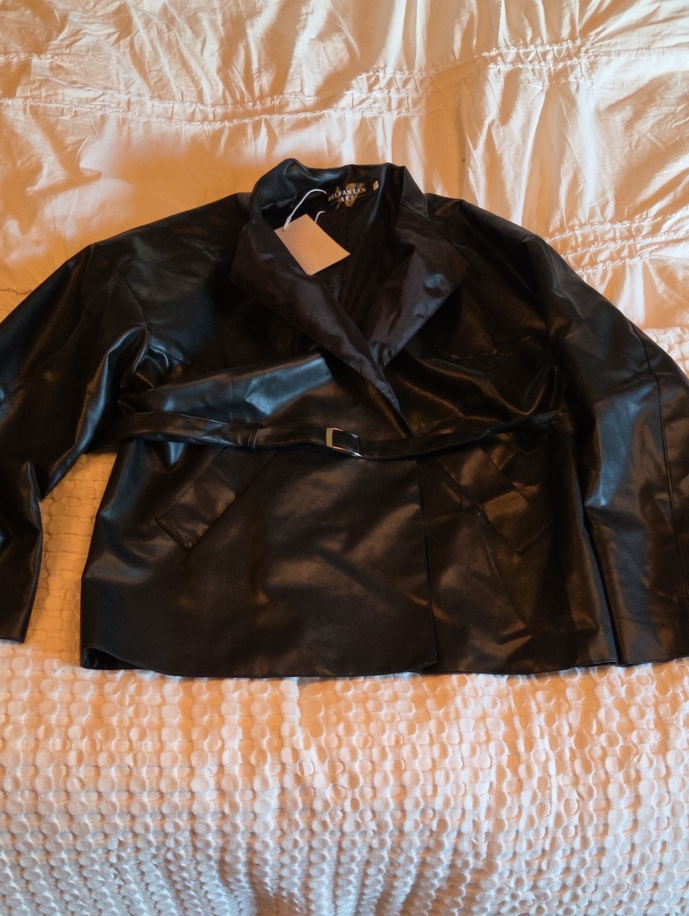 Black Faux Leather Blazer Jacket 2x